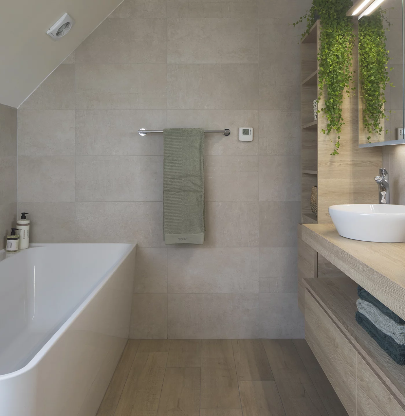 Praktische badkamerrenovatie met extra licht en warme uitstraling in Wuustwezel